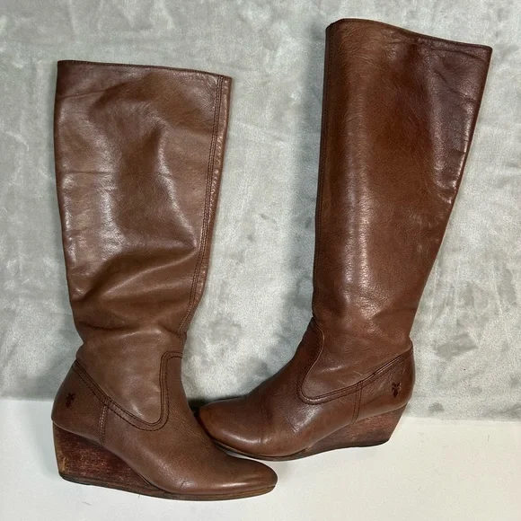 Frye missy tall leather wedge heel boots - Picture 13 of 16